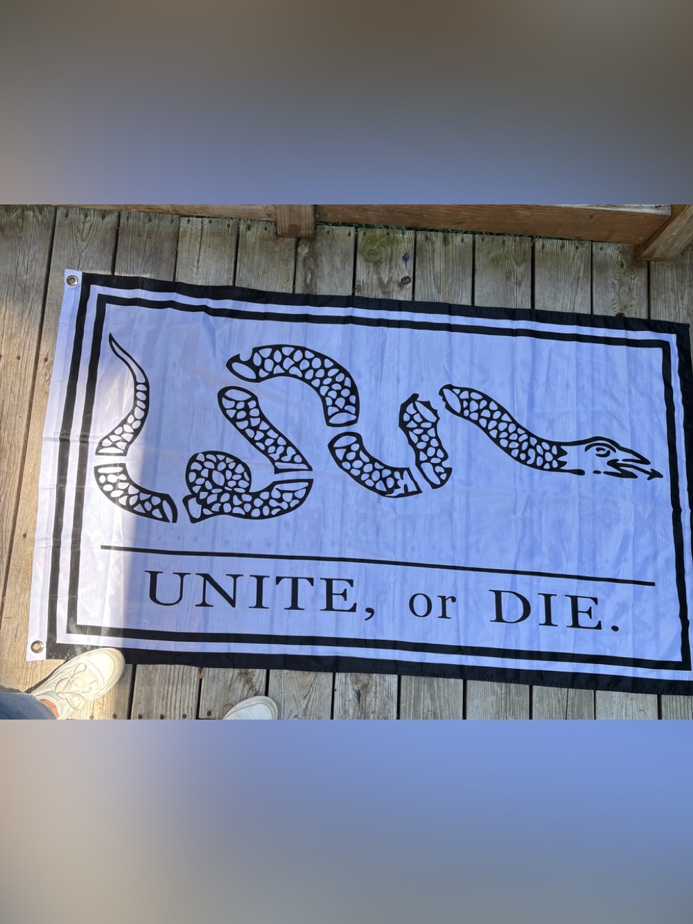 Unite or Die Black & White Decorative Flag